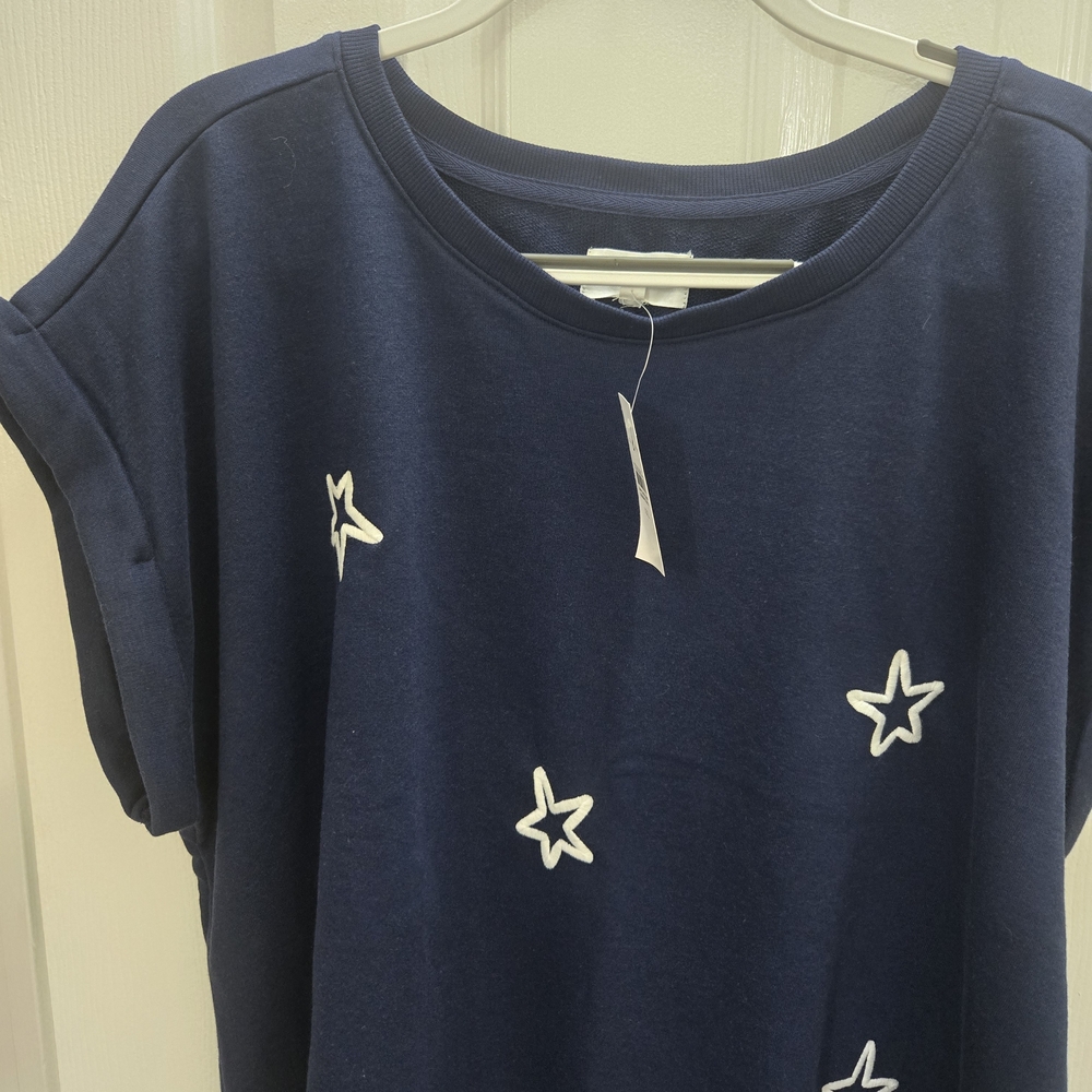 LOFT Dark Blue Star-Patterned Short Sleeve Tee and Short Set